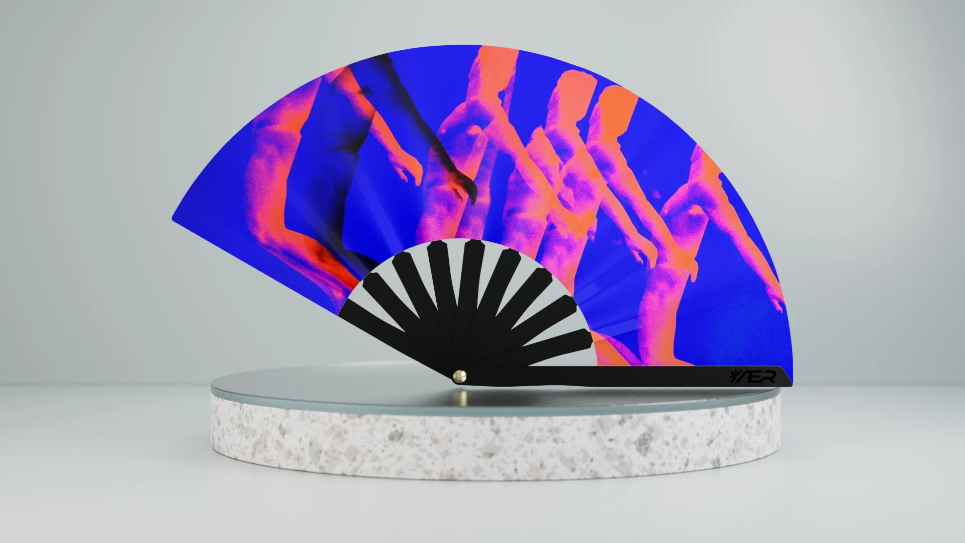Finished AER fan demonstrating artwork fitted precisely to its physical geometry