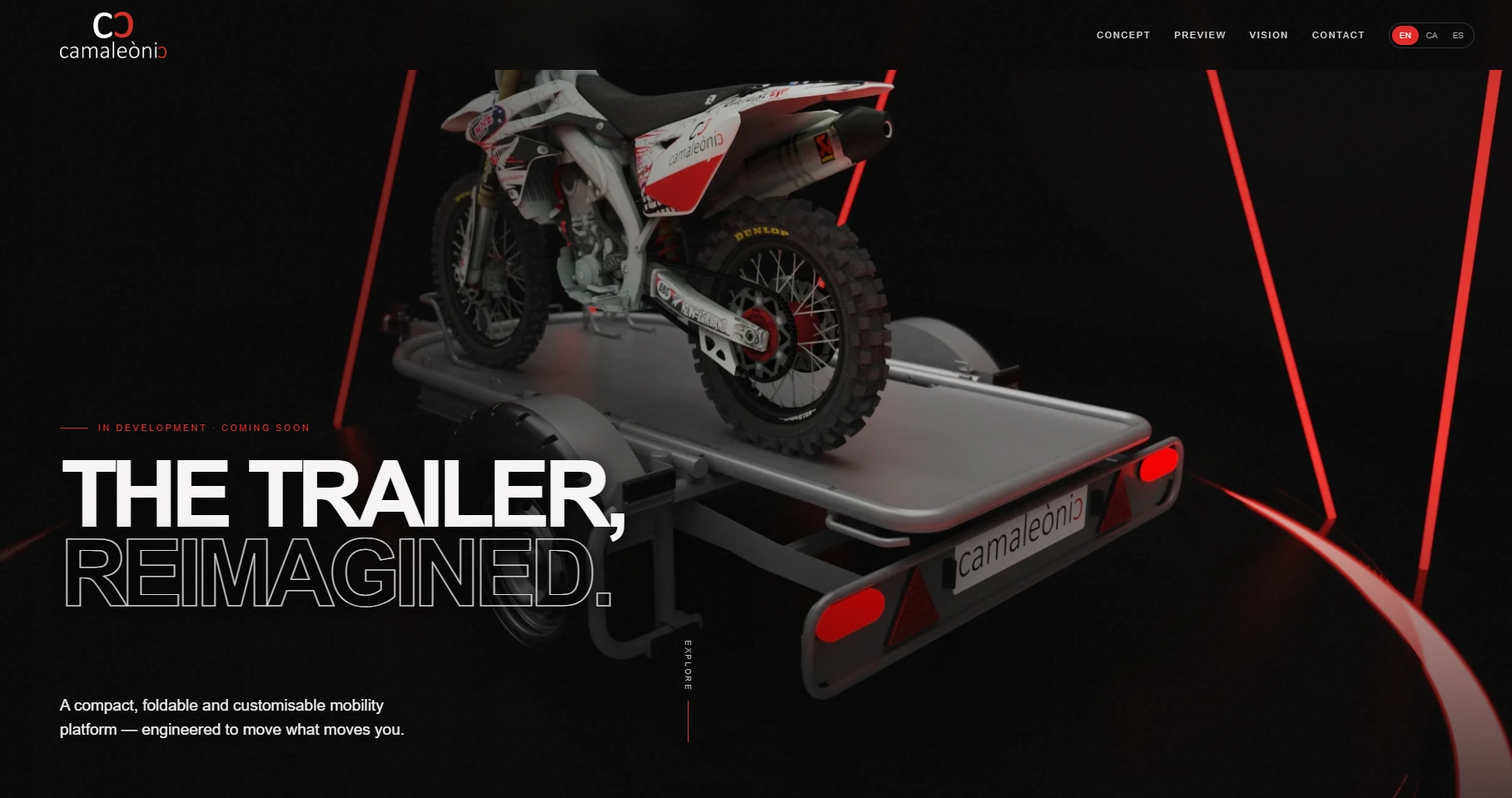 Camaleonic folding trailer landing page